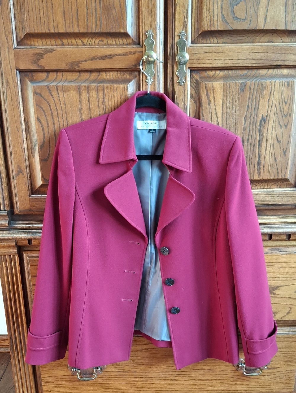 Tahari Magenta Tailored Notch-Collar Blazer